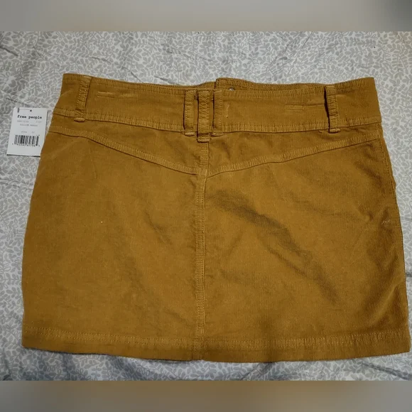 NWT Free People Joani Corduroy Mini Skirt Yellow Marsh - Picture 3 of 4